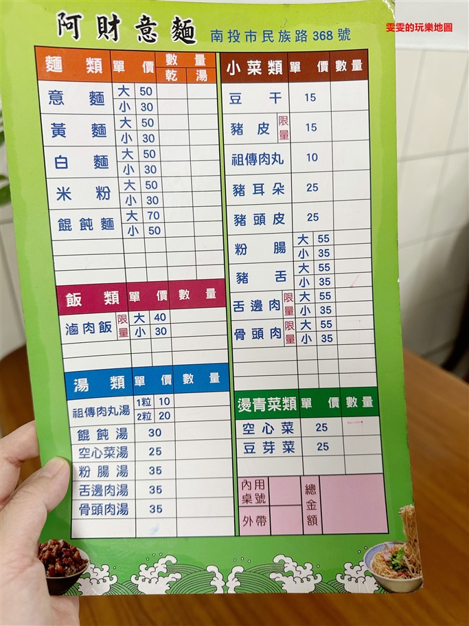 南投。阿財意麵，在地人也推薦，價格非常便宜，通通都是銅板價 @雯雯的玩樂地圖